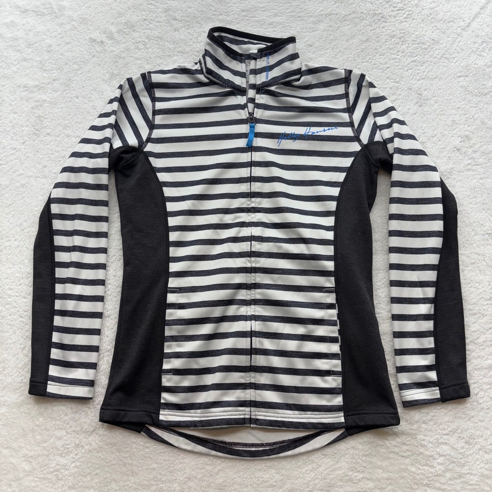 Helly Hansen Womens Full Zip Striped Fleece Jacket Black White Size M